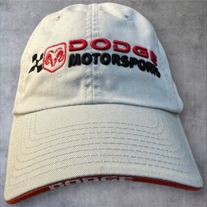 DODGE MOTORSPORTS Beige with‎ Red Strap Back Hat Embroidered